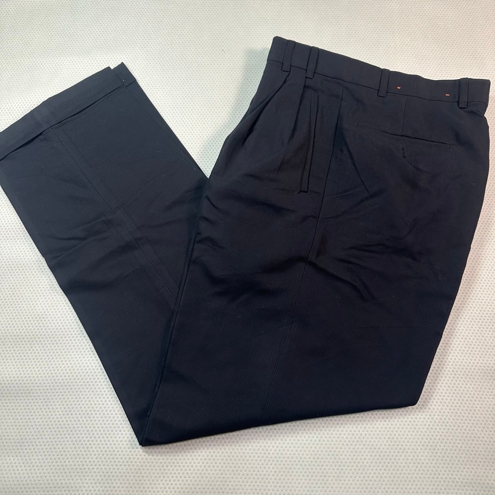 Sette Ponti Dress Pants Mens 30x32 Black‎ Excellent Pleated Cuffed Trousers